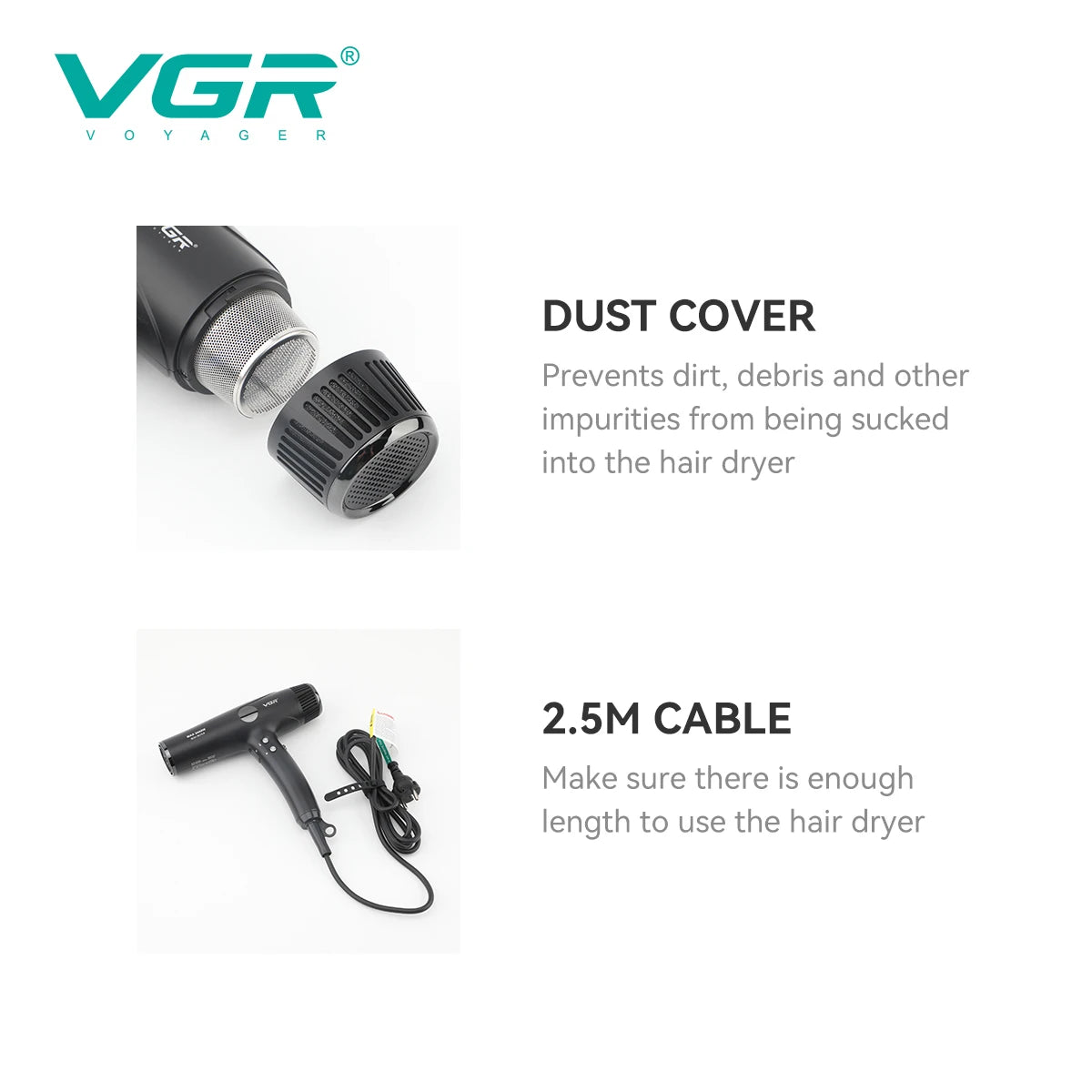 VGR Hair Dryer Professional Hair Dryer Machine Negative Ion Hair Dryers BLDC Motor 110000 RPM Hair Salon for Household Use V-469