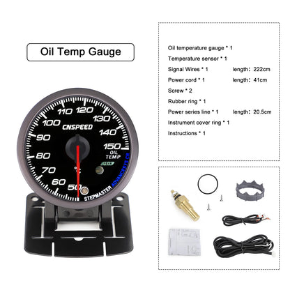 CNSPEED 2.5" 60mm New Boost Gauge Exhaust Gas Car Temperature Gauge Oil Pressure Water Temperature Oil Temperature Voltage Meter