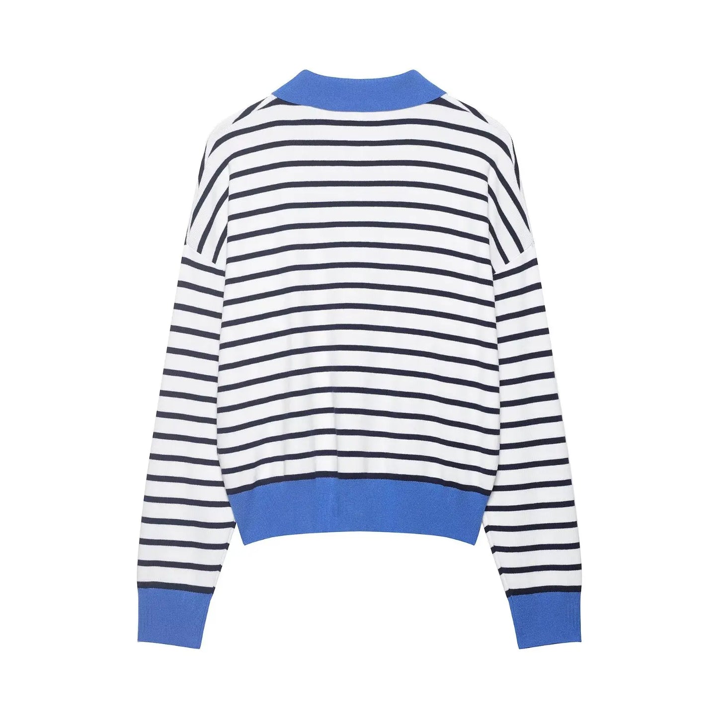 Spring New ZR Women's Knitted Stripe  Shirt Fashionable Versatile Design Casual Business Leisure Polyester Fiber Long Sleeve