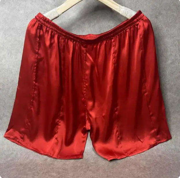 100% Mulberry Silk Men Boxer Underwear Couple Rubber Band Thin Short Home Pants Promotion Woman Can Wear