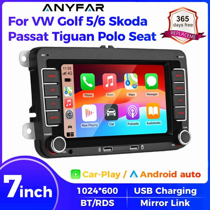 7" 2 Din HD Car Media Video RDS Airplay Car Radio CarPlay Android Auto Stereo Audio For Volkswagen/Seat/Skoda/Passat/Golf/Polo
