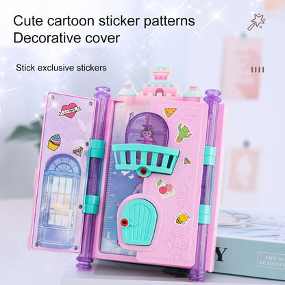 Princess Magic Book Girls Diary Toy With Lock Keys Pencil Sharpener Eraser Sticker Education Supplies Toy Gift for Kid Girl