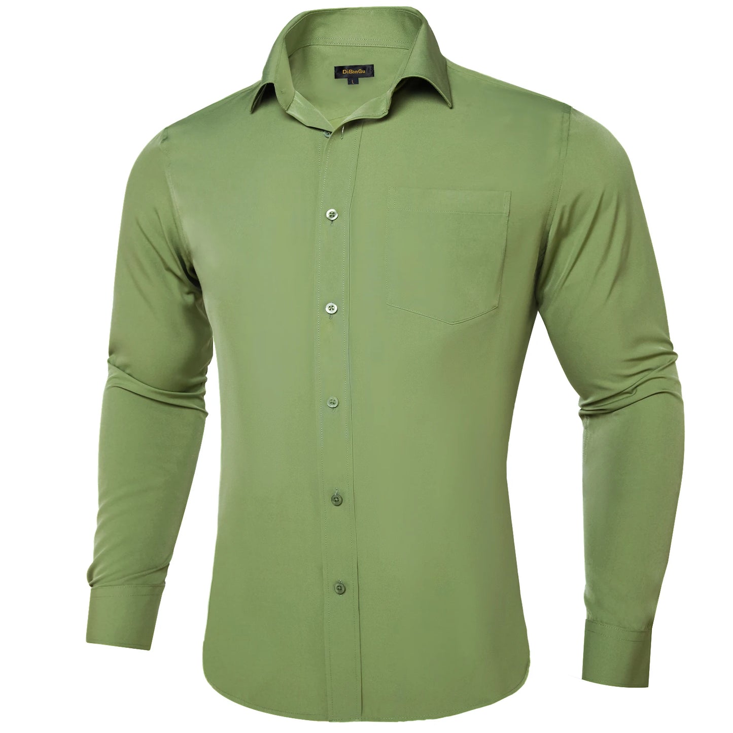 Solid Men Shirts Long Sleeve Cotton Polyester Blue Green Yellow Classic Basic Casual Slim Business Office Shirts Clothes