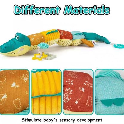 Plush Crocodile Baby Rattle Toy - Stuffed Soft Animal Sensory Infant Educational Interactive Activity Toy