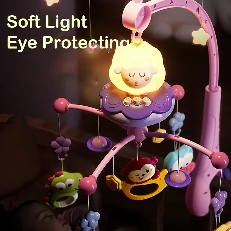 360° Sheep Musical Baby Crib Mobile Rotating Soft Light Bed Bell Toy Four Speed Timming Hanging Infant Newborn Bedside Gift