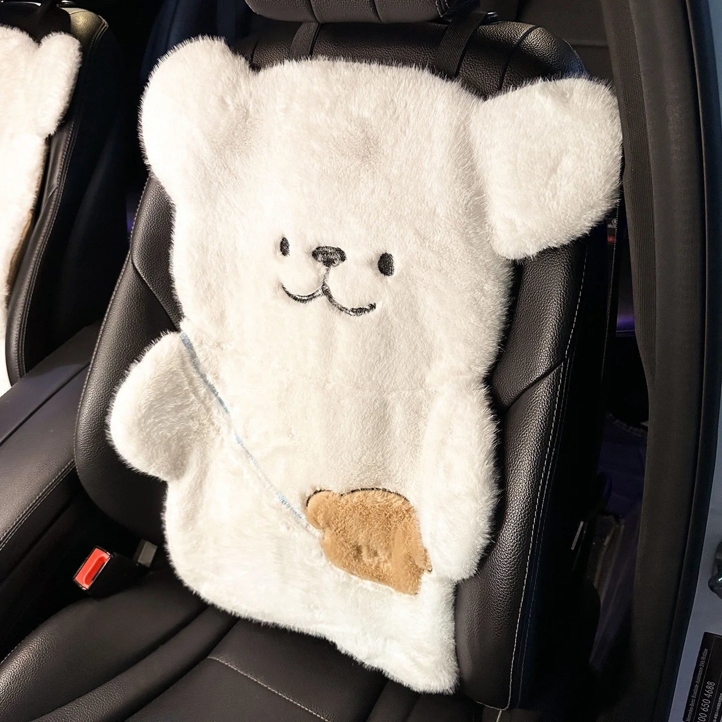Winter Universal Car Seat Cushion Plush Cartoon Bear Thick Premium Feel Single Rear Cover for Girls Cute Seat Accessories