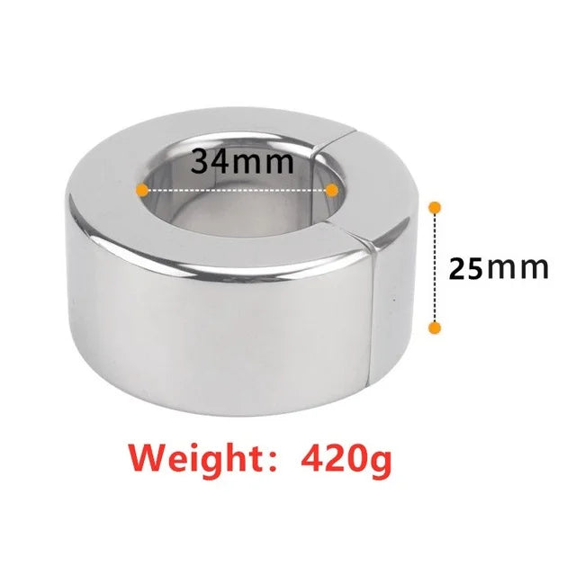 Stainless Steel Ball Stretcher Scrotum Pendant Heavy Magnetic Penis Lock Cock Ring Bondage Metal Erection Male Delay Sex Toy Man