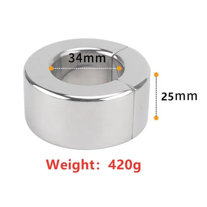 Stainless Steel Ball Stretcher Scrotum Pendant Heavy Magnetic Penis Lock Cock Ring Bondage Metal Erection Male Delay Sex Toy Man