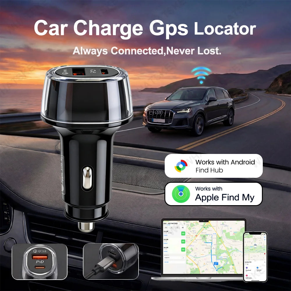 1- 4Pack For IOS&Android System Car Phone Charger GPS Locator Tracker 30W USB Type C QC 3.0 Phone Fast Charging Power Adapter