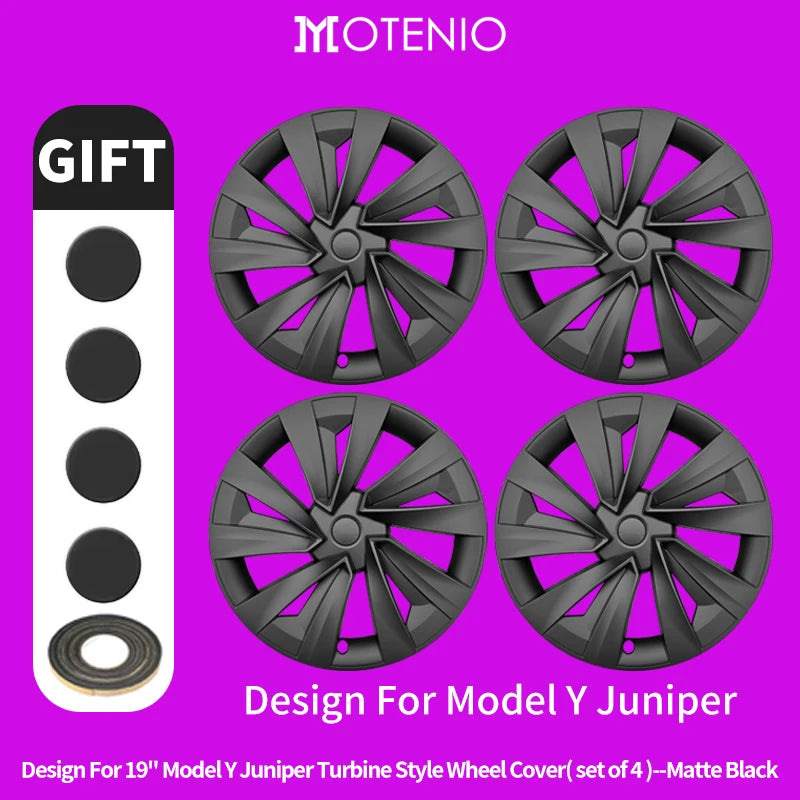 4PCS for Tesla Model Y 2025-2026 Juniper 19 Inch Smooth Style Hubcap Hub Cap Full Rim Cover Replacement Wheel Cap Accessories