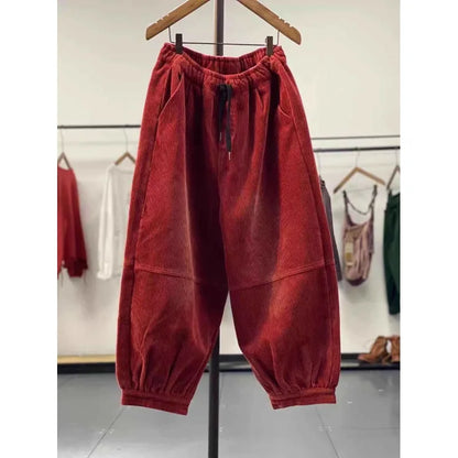 Winter 2024 Women's Casual Pants Fleece Lined Thickened Harajuku Style Long Trousers Lantern Pants Comfortable Fit Commute Fa...