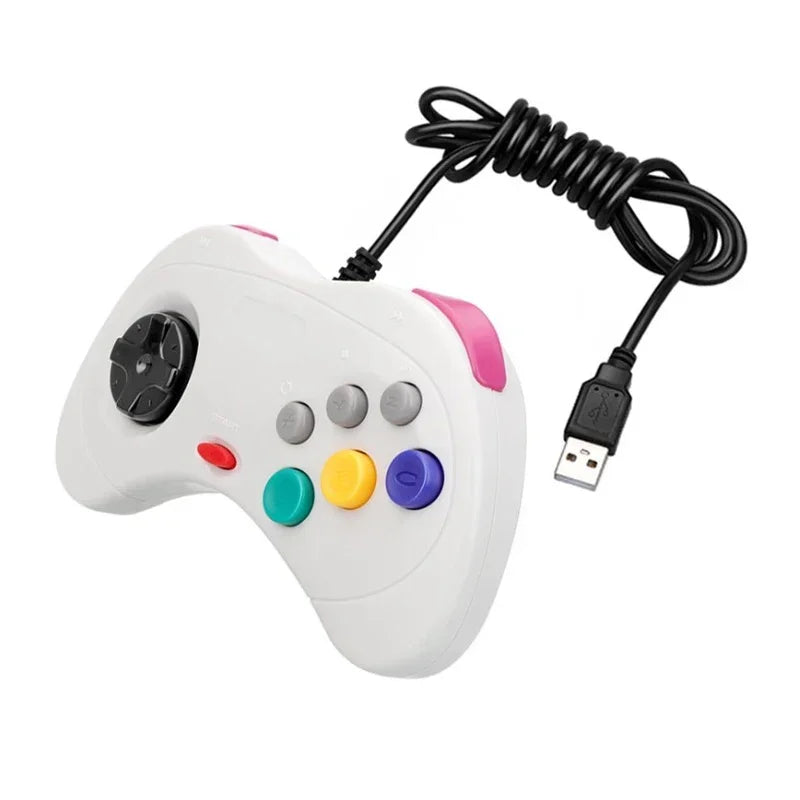 USB Classic Wired Game Gamepad for Segas Saturn System Style for PC/ Mac Gaming Controller