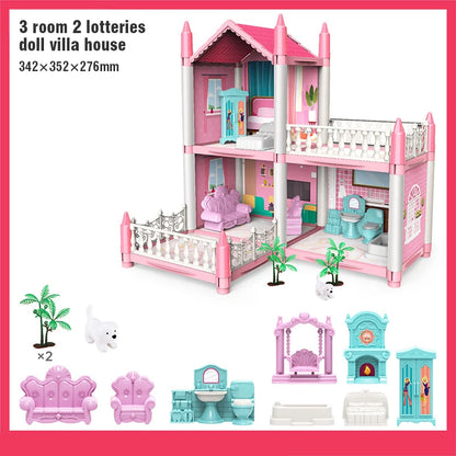 DIY Doll House Assembly Villa Castle Model Furniture Accessories Home Decoration Girl Role Play Educational Toy Birthday Gifts