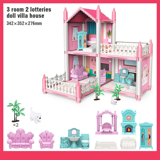 DIY Doll House Assembly Villa Castle Model Furniture Accessories Home Decoration Girl Role Play Educational Toy Birthday Gifts