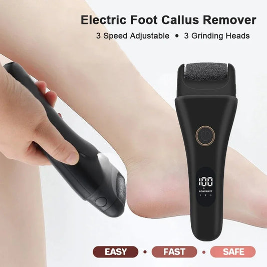 NEW Electric Callus Remover Professional Foot Polisher Pedicure Machine Tools Rechargeable 3 Speed Heel Scrubber 3 Grinder Heads