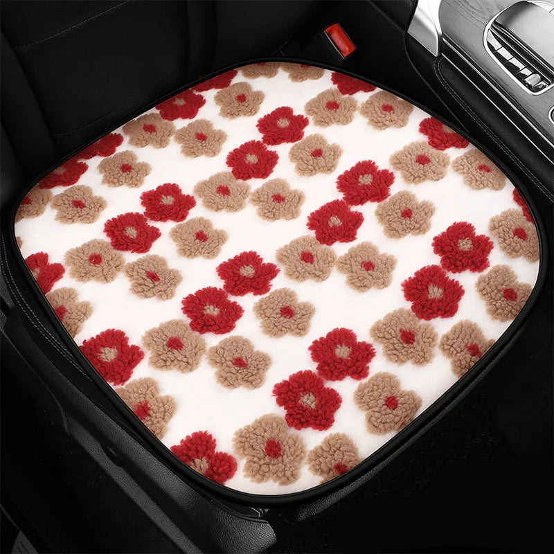 Winter Lamb Wool Car Seat Cushion Three-dimensional Flower Cute Women's Car Seat Cover Anti Slip Breathable Car Interior 2025