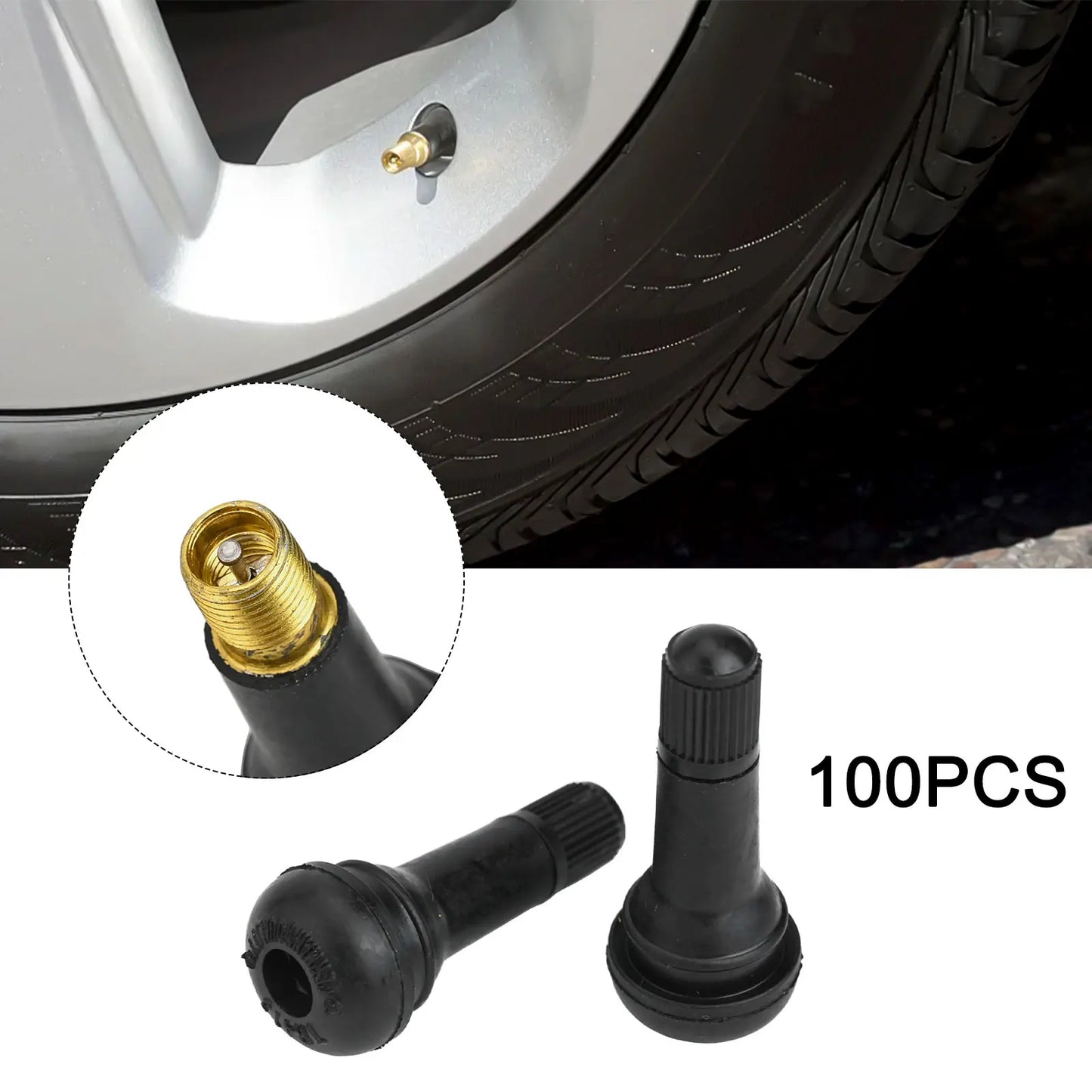 100 Pcs Rubber Valves Tyre Rubber Valve TR413 Tubeless Car Wheel Tire Valve Stems With Cap Dust Cap For Car Motorcycle ATV