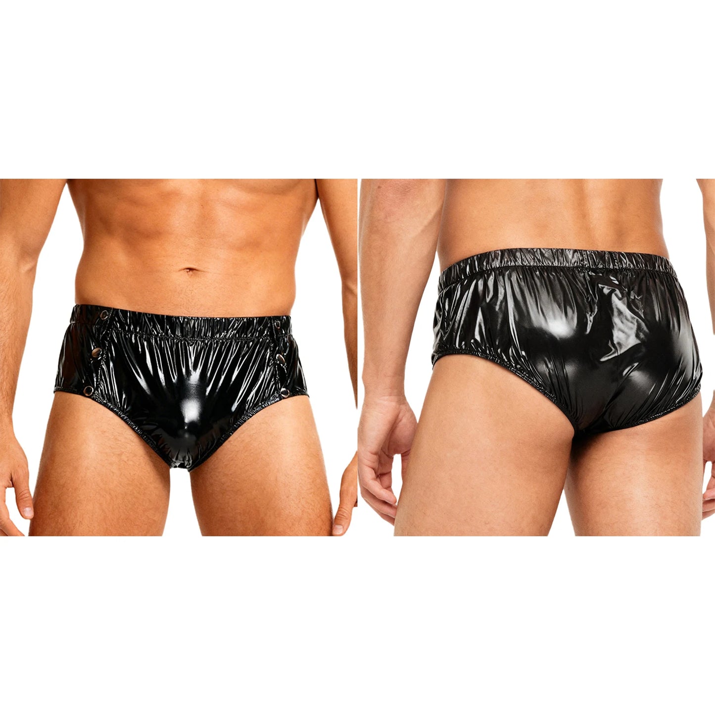 Mens Waterproof Incontinence Diaper Cover Solid Color Elastic Waistband Side Pressing Button Tear-away Washable Briefs Underwear
