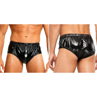 Mens Waterproof Incontinence Diaper Cover Solid Color Elastic Waistband Side Pressing Button Tear-away Washable Briefs Underwear