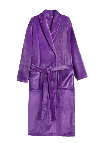 ex Thi Coral Fce Robe Long Flannel Pajamas Autumn Winter Home Clothes Air Conditioning Morning Gown Couple Pyjamas