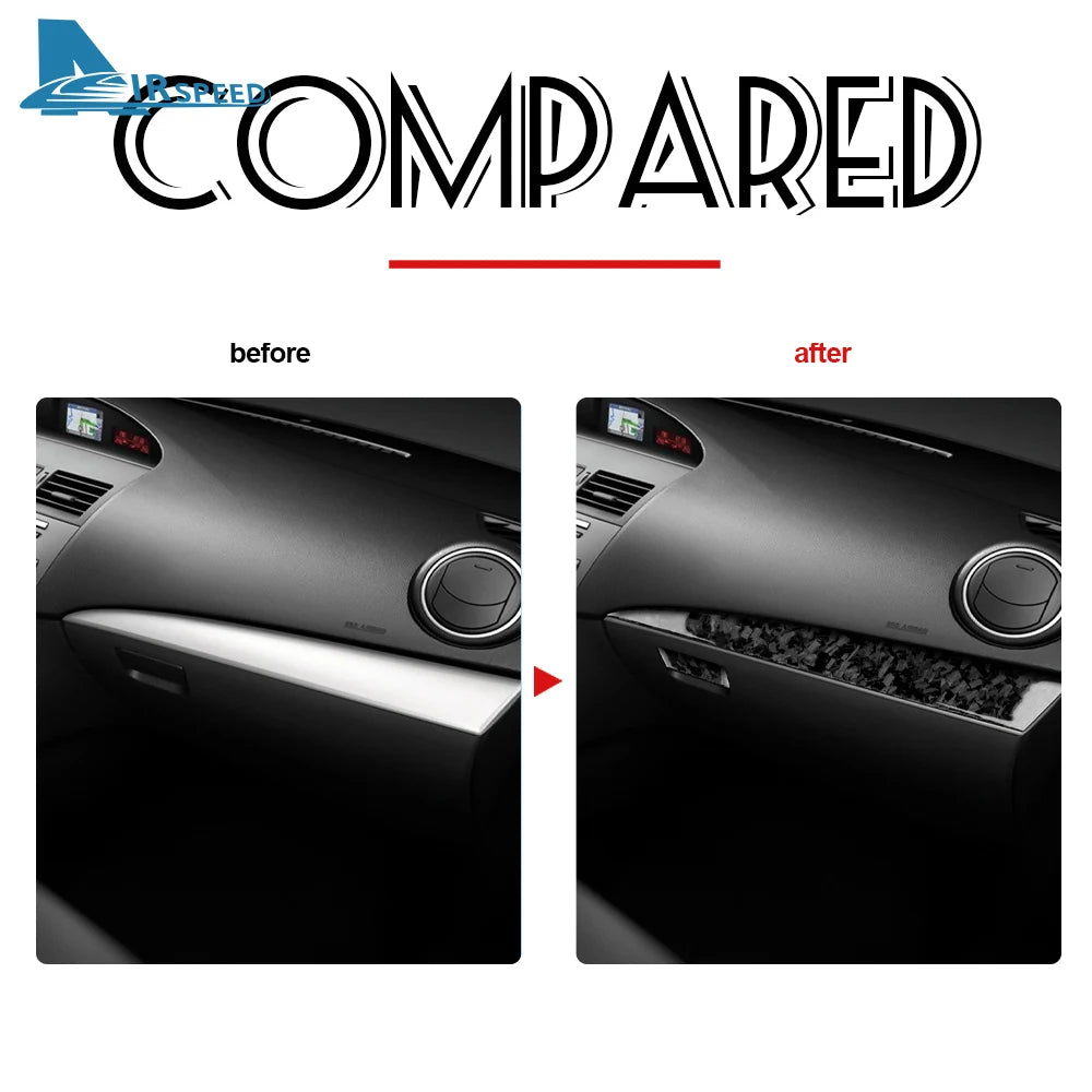 Real Soft Carbon Fiber For Mazda 3 2010 2011 2012 2013 Co-pilot Dashboard Holder Trim Interior Cover Sticker Car Accessories