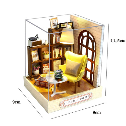 Hot Sale DIY Miniature Grape Wine Bar Dollhouse Kit with LED Light 3D Puzzle Mini House Gift for Friend Home Decor