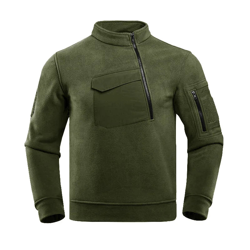 New Men's Hooded Sweatshirts Casual Autumn Winter Fleece Sweatshirt Hiking Tactical Zip Sweatshirt Thicken Solid Color Sweater