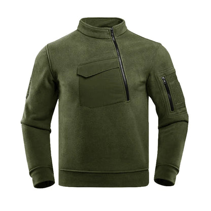 New Men's Hooded Sweatshirts Casual Autumn Winter Fleece Sweatshirt Hiking Tactical Zip Sweatshirt Thicken Solid Color Sweater
