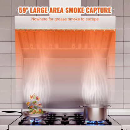 SucceBuy 4/5/6/7/8/9FT Commercial Exhaust 201 Stainless Steel Concession Hood Under Cabinet Range Hood Kitchen Vent Hood Sliver