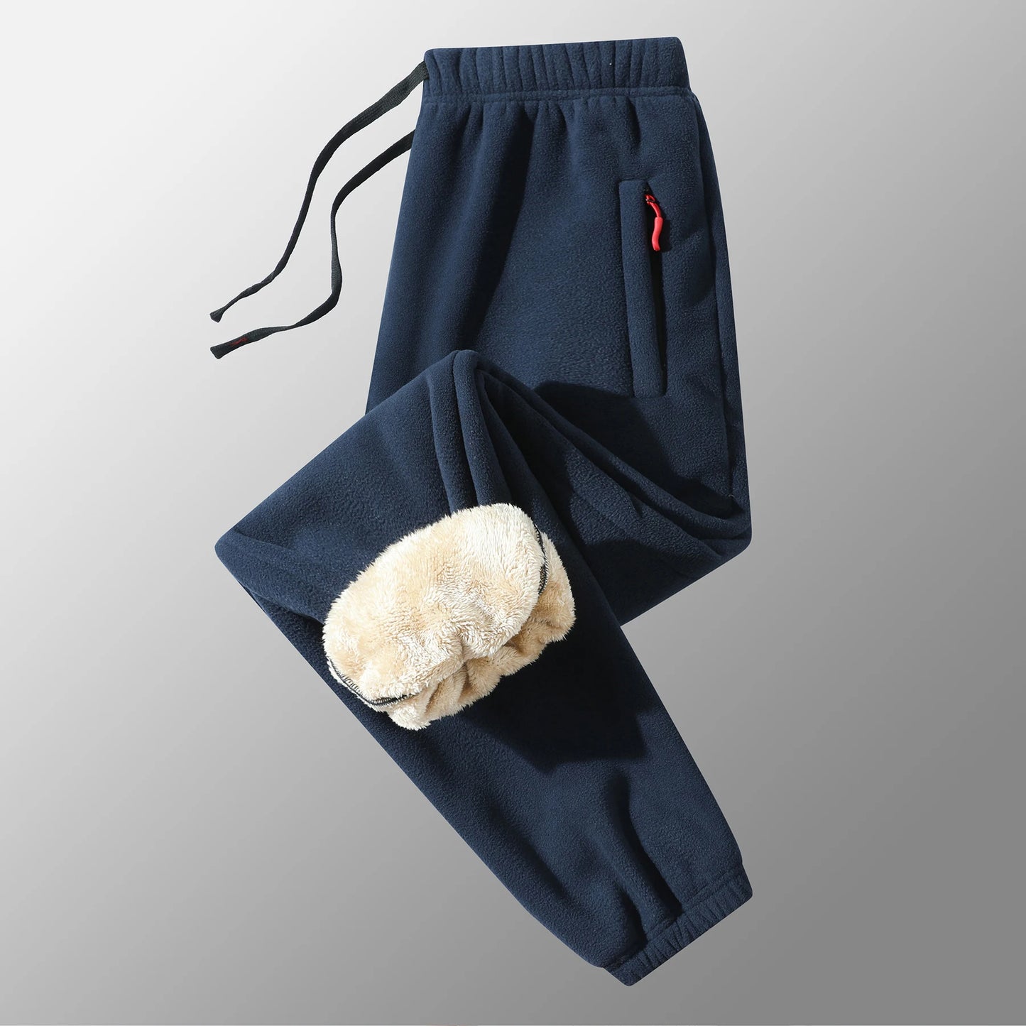 M-8XL  Plus Size Men's Winter Warm Pants with 2 Zip Pockets Thickened Fleece Jogger Pants Snow Cold Thermal Sweatpants