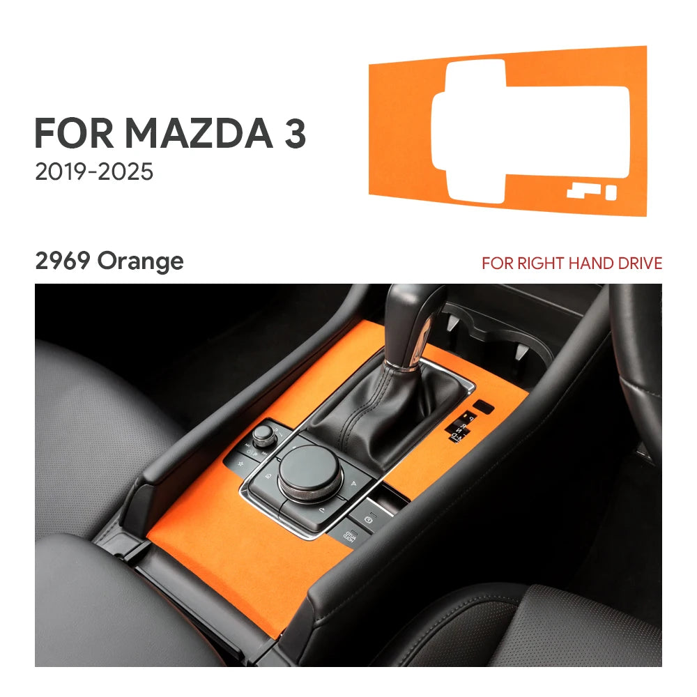 For Mazda 3 Axela 2019 2020 2021 2022 2023 2024 2025 Central Console Gear Shift Panel Top Suede Sticker Car Interior Trim