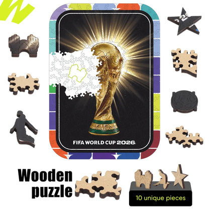 2026 FIFA World Cup Golden Trophy Wooden Puzzle 200 Pieces Laser Cut Adult Puzzle Toy Home Decor Football Fans Gifts Souvenir