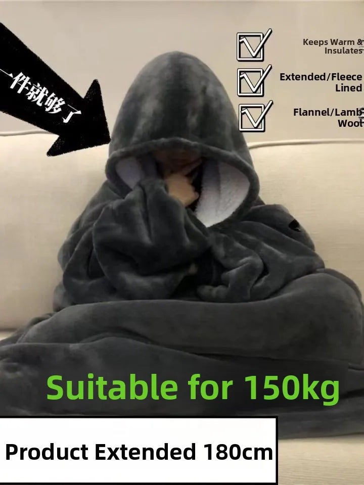 Thick Flannel Robe Couples Long Winter Pajamas Men Women Home Clothes Warm Blanket Style Sleepwear Youth Pure Color