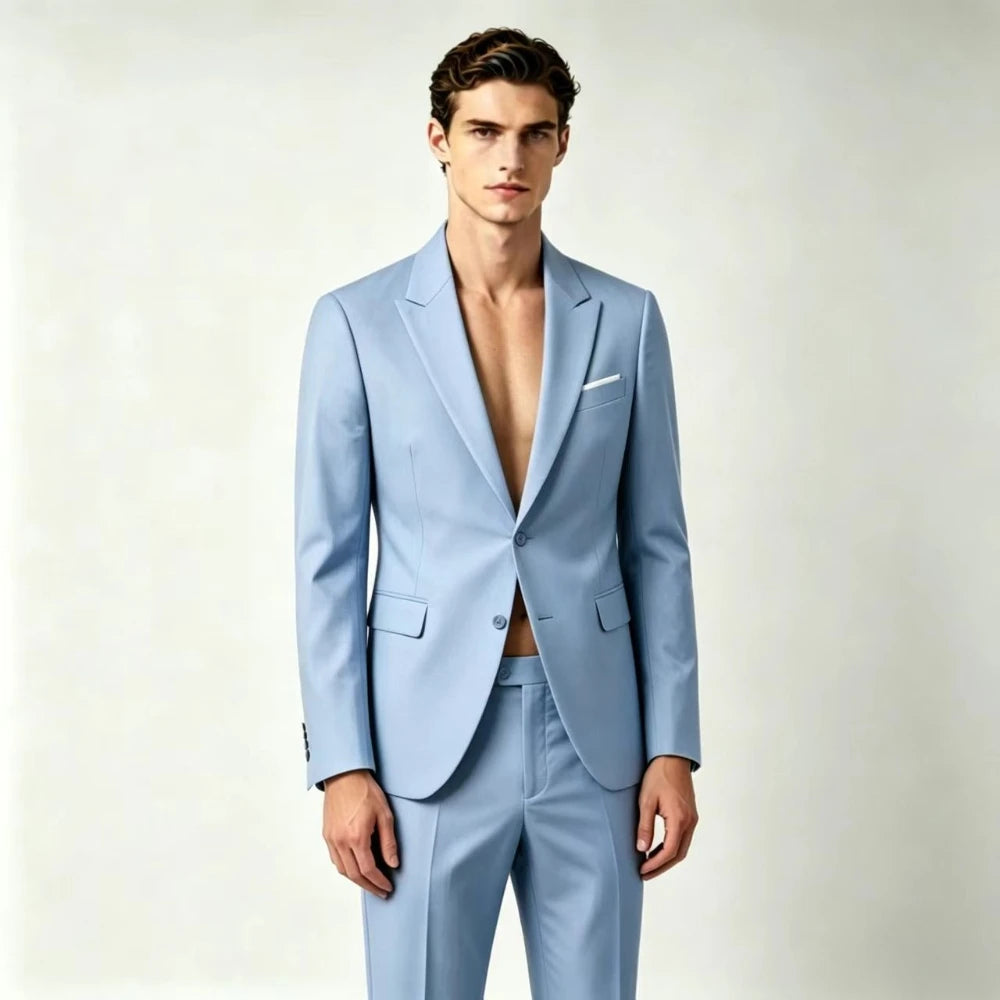 Men's Suit Lightweight Wedding Eegant 2 Piece Set Solid Color Formal Business Blazer Pants Classic Tuxedo for Party Groomsmen