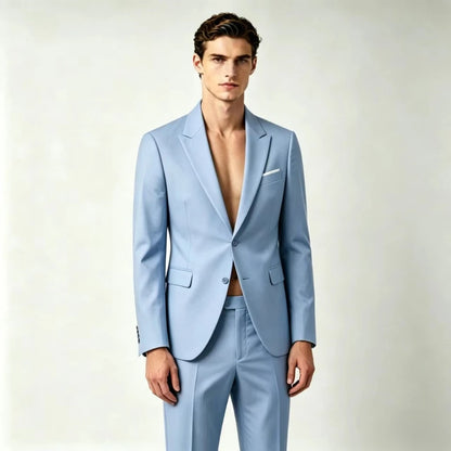 Men's Suit Lightweight Wedding Eegant 2 Piece Set Solid Color Formal Business Blazer Pants Classic Tuxedo for Party Groomsmen