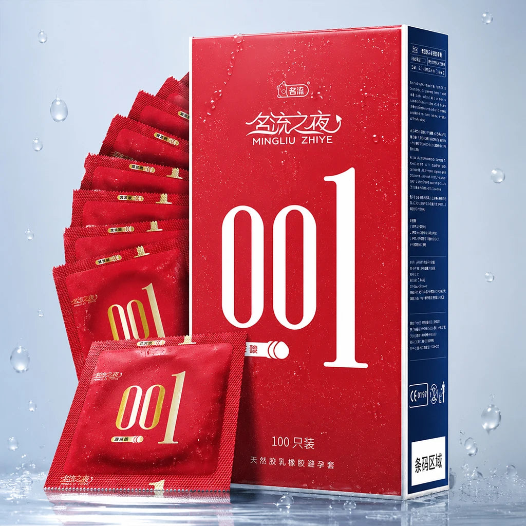 Ultra-Thin 001 Style Condoms for Men, Heavy Textured Intimate Lube Latex Protection, Strong Sensation Personal Care Essentials