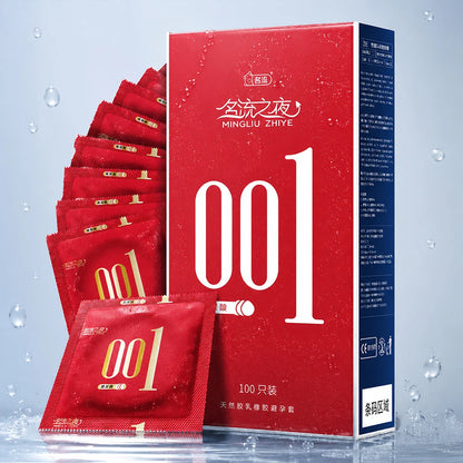 Ultra-Thin 001 Style Condoms for Men, Heavy Textured Intimate Lube Latex Protection, Strong Sensation Personal Care Essentials