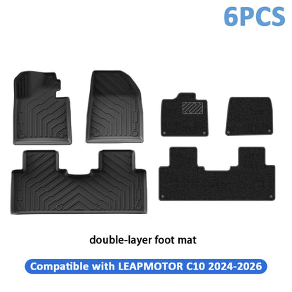 Car Floor Mats For Leapmotor C10 2024 2025 2026 Car Floor Mats & Cargo Liner TPE 3D Foot Mat Waterproof Trunk Mat Protective Pad