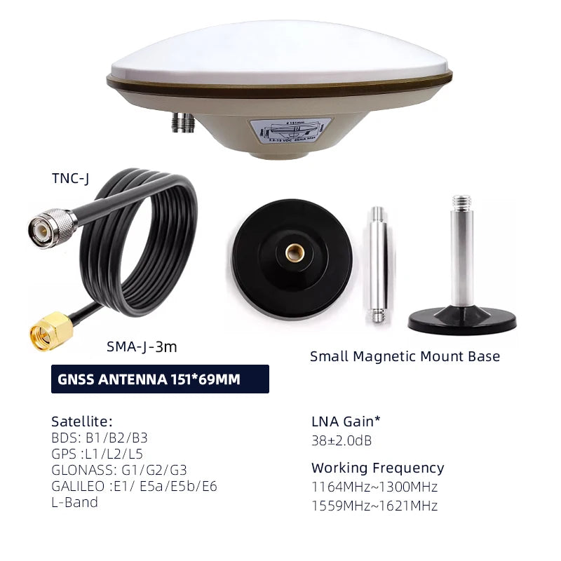 HONGXIN Full-Band RTK GNSS Antenna, High-Precision Multi-Constellation GPS for Surveying & Mapping, SMA/TNC Connector