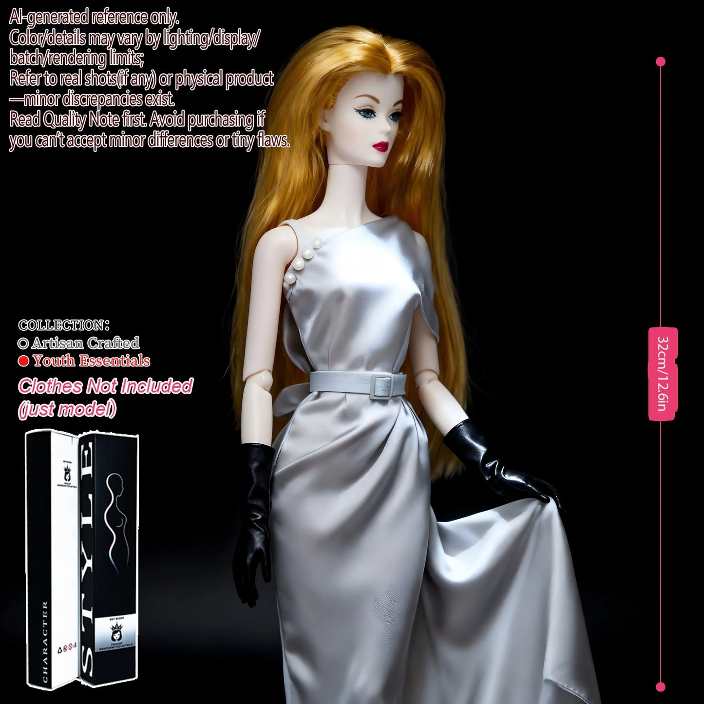 1/6 Scale 12-Joint BJD Doll, Realistic Changeable Makeup, Premium Craft Display (No Clothing)