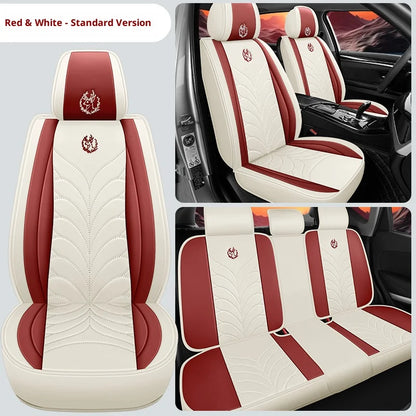 Five-seat universal car seat covers, available in multiple colors, durable and easy to install, suitable for most vehicles.