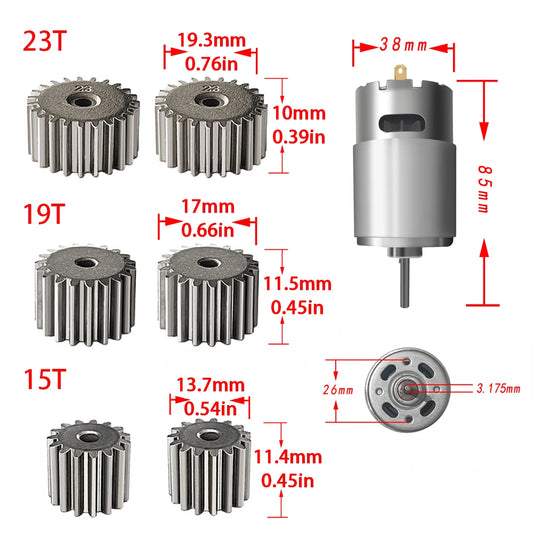 2PCS 15T 19T 23T Teeth 12V 24V RS550 RS555 Children Electric Ride on Car Vehicle High speed DC Motor Engine Upgrade Accessories