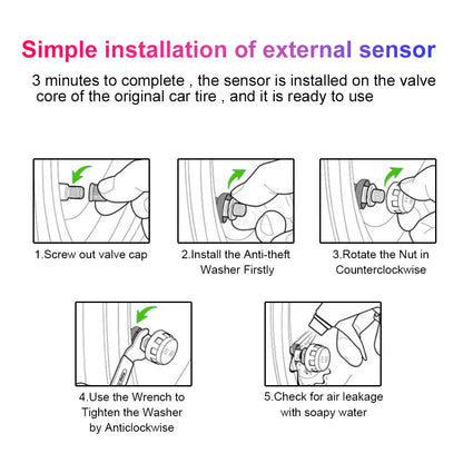 Motorcycle TPMS LCD Display With 2 External Sensors Motor Tire Pressure Monitoring Alarm System Tyre Temperature