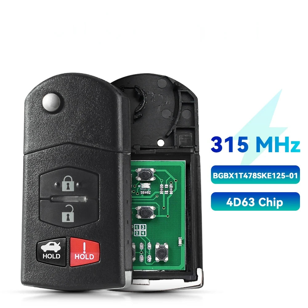 KEYYOU With Battery Remote Key For Mazda 2 3 5 6 8 CX-7 CX-9 MX-5 BGBX1T478SKE125-01 KPU41788 SKE126-01 4D63 313.8/315/433Mhz