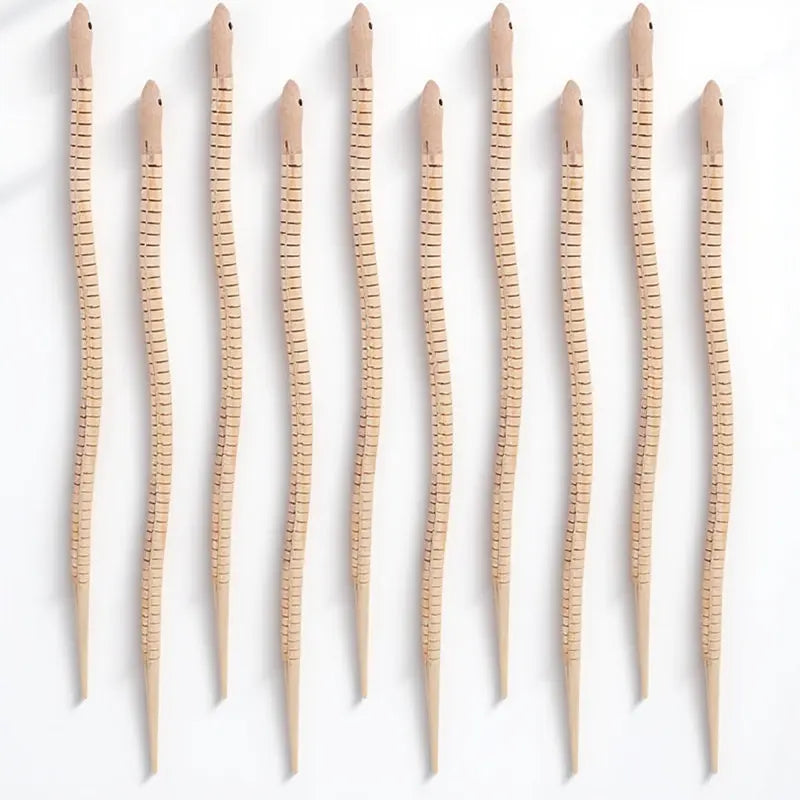 10Pcs Wooden Blank Snake Unfinished DIY Craft Painting Kit Flexible Wiggle Snake Sensory Learning Decor Gift for Kids
