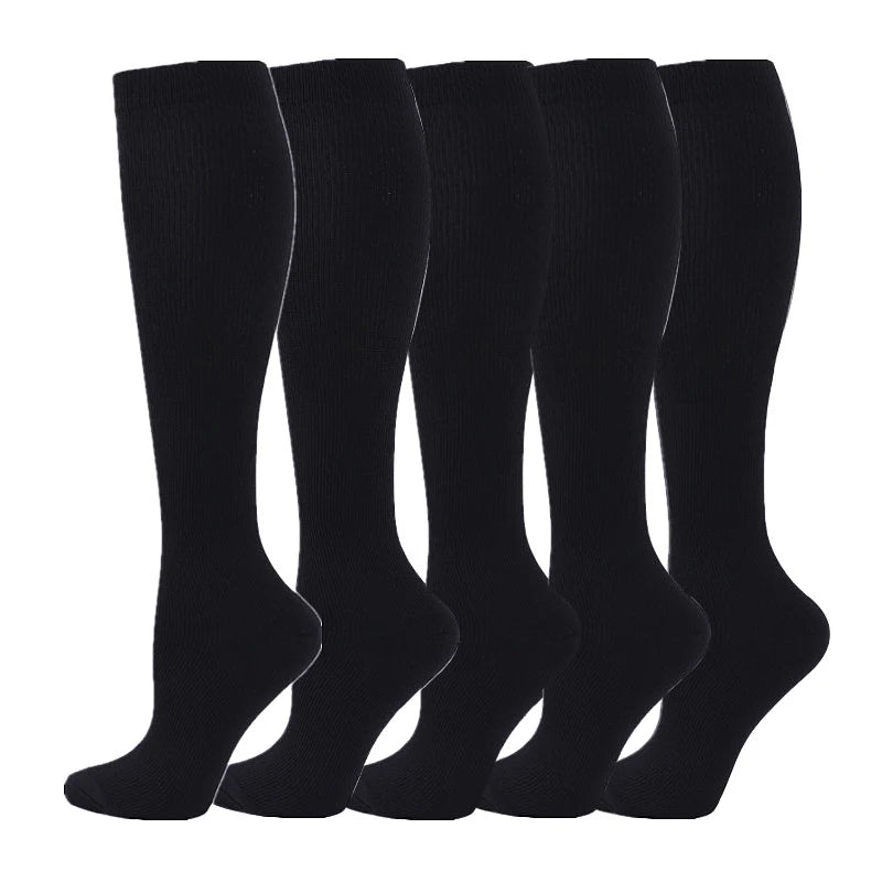 3/6/7 Pairs Compression Socks Women Medical Edema Running Socks Men Knee Length Cycling Socks  Football Basketball Outdoor trave