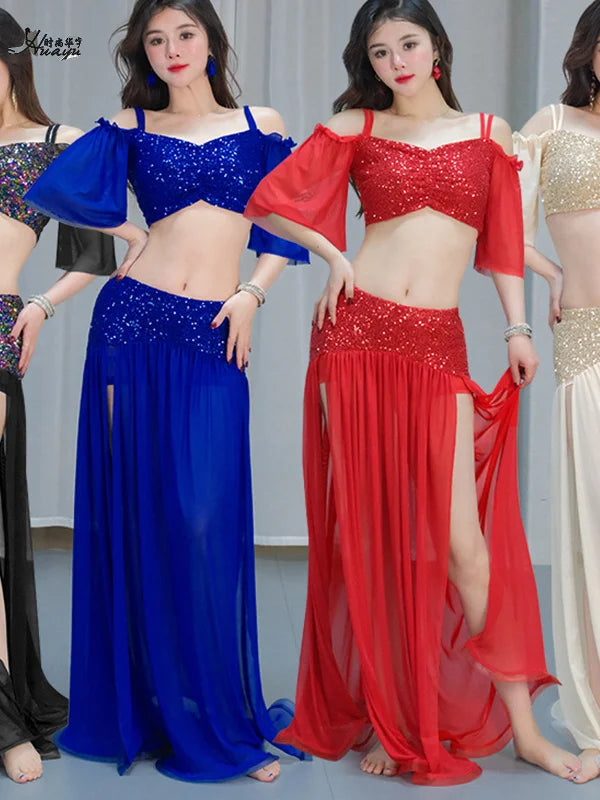 Sexy Sequin Belly Dance Costume 2025 Summer New Arrival High-End Practice Suit Performance Ethnic Dancewear Chinese Manufacturer