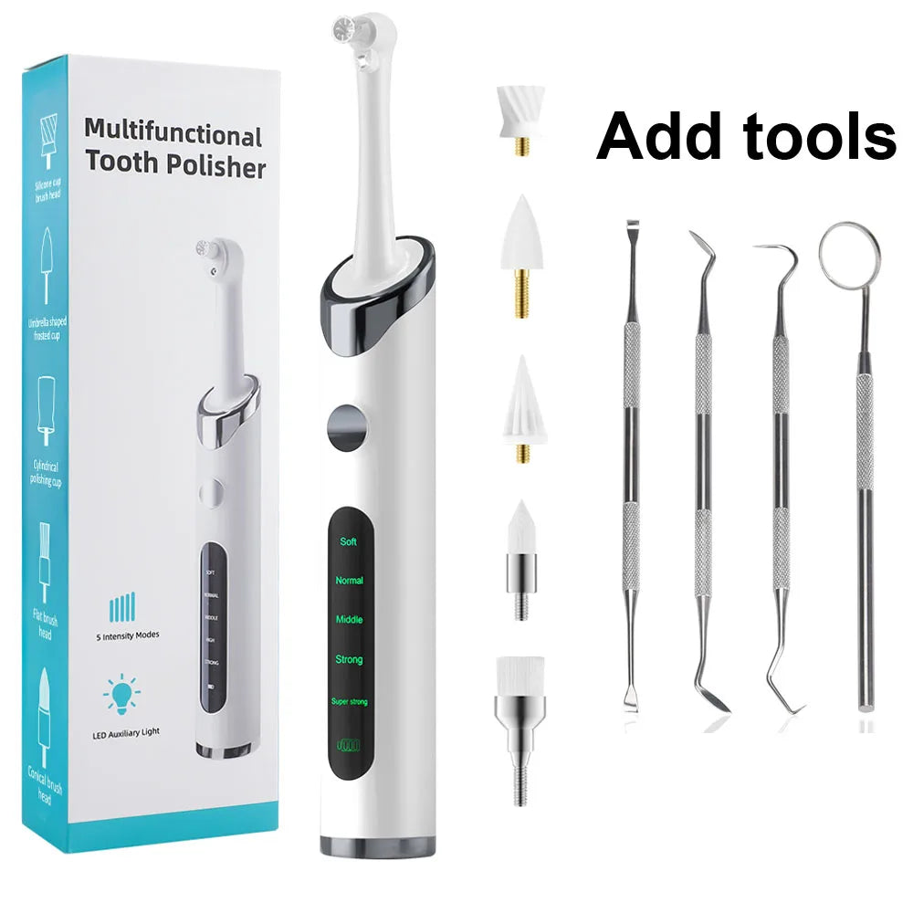 Ultrasonic Dental Scaler Teeth Cleaner with 5 Modes LED Light Tartar Plaque Remover Household Teeth Cleaning Tool