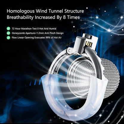 Smart Adjustable Chastity Cage for Men, Stainless Steel Wire Mesh Lock Device, BDSM Adult Sex Toy for Abstinence & Couple Play