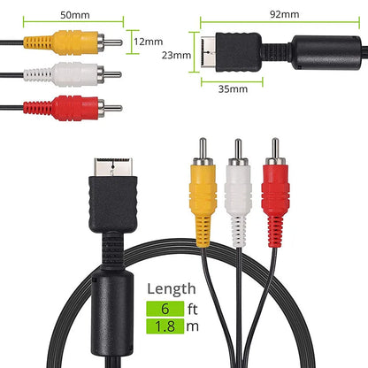 1.8m RCA Cable for PS2 PS3 PS PlayStation AV Cable Splitter Audio Video Extend Cord Game Player to Monitor TV RCA Wire Adapter